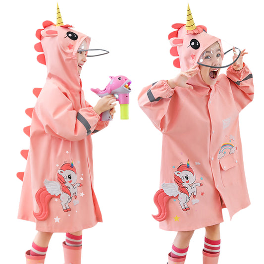 Kids Raincoats for Girls Boys Waterpoof Rainsuit Toddler Poncho 3D Cartoon Children Rainwear