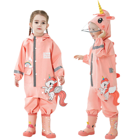 Kids Toddler Boys Girls Rain Suit Waterproof One Piece Coverall